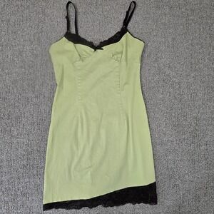 A-List Wrapper Babydoll Dress L Lace Trim Y2K Bodycon Lingerie Mini